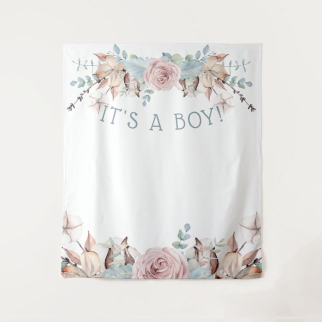 Tapete De Parede Fundo virtual para chá de bebê de menino Boy com t (Frente)