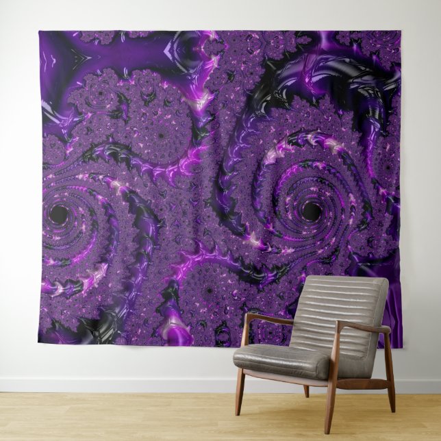 Tapete De Parede Funky Bold Boho Purple Digital Abstrato Fractal (In Situ (Horizontal))