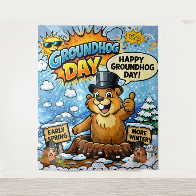 Tapete De Parede Funny Comic Groundhog Day  Backdrop (Frente)