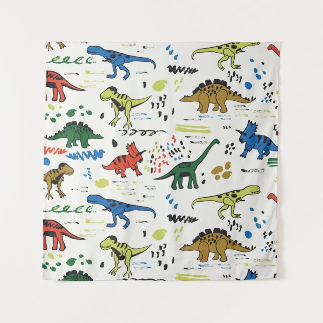 Tapete De Parede funny dinosaurs graphic color pattern (Frente)