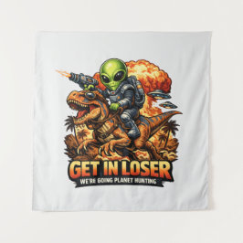 Tapete De Parede Funny Sci-Fi Fantasy Meme Art, Alien Riding Dinosa