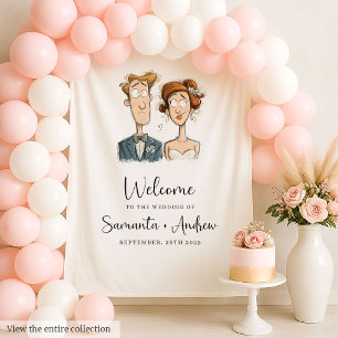 Tapete De Parede Funny Watercolor Node Groom Wedding Banner Quirky