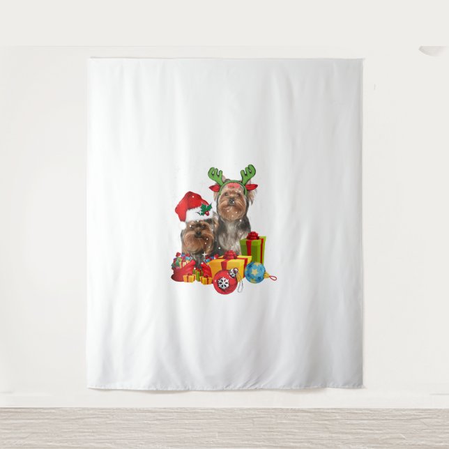 Tapete De Parede Funny Yorkshire Terrier christmas (Frente)