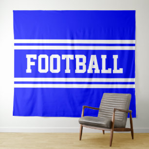 Tapete De Parede FUTEBOL Azul Real Branco Listras de Corrida