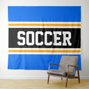 Tapete De Parede FUTEBOL Listras de Corrida Laranja Azul Claro Pret