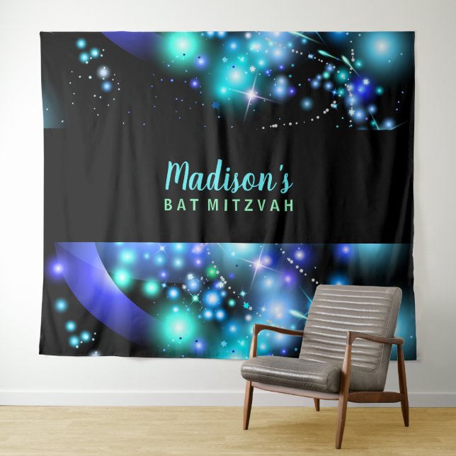 Tapete De Parede GALÁXIA ESTRELAS BRILHANTES Fundo de Bat Mitzvah (In Situ (Horizontal))