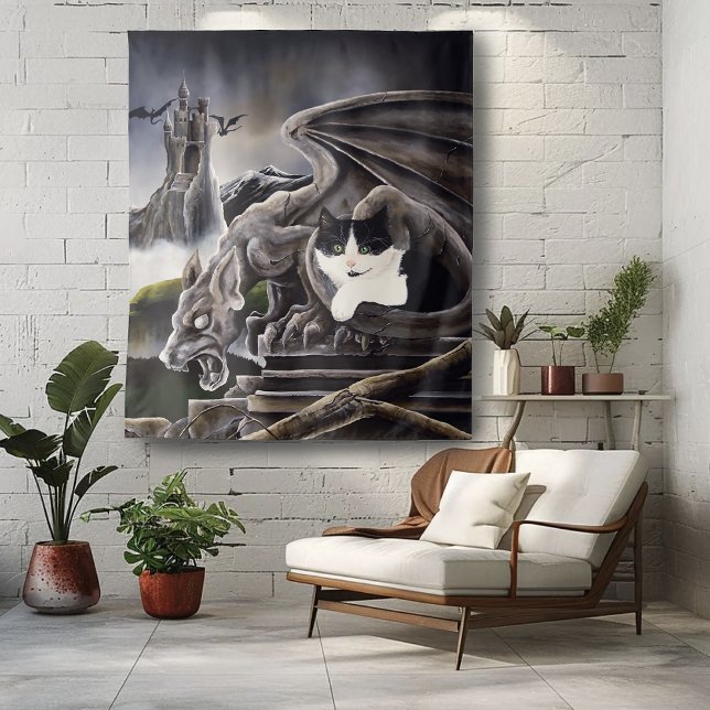 Tapete De Parede Gargoyle branco preto (Criador carregado)