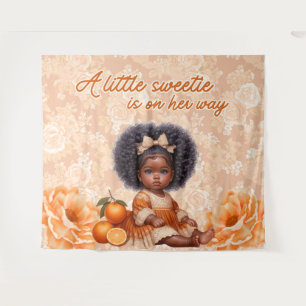 Tapete De Parede Garota Americana Africana   Pintura de laranja doc