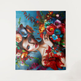 Tapete De Parede Garota com Flores