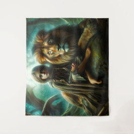 Tapete De Parede Garota com Leão