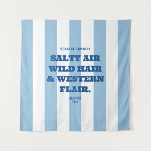 Tapete De Parede Garota Costeira Ocidental Flair Blue Cabana Stripe