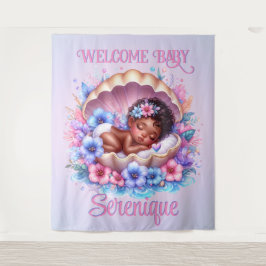 Tapete De Parede Garota Dormindo no Pastel Floral de Seashell