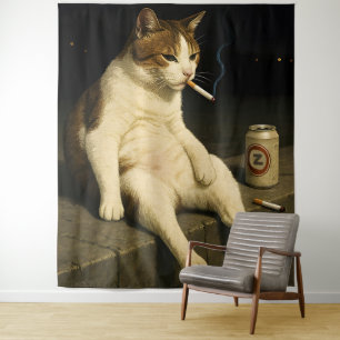 Tapete De Parede Gatinho de Cigarro Meme Engraçado de Gato Fumando