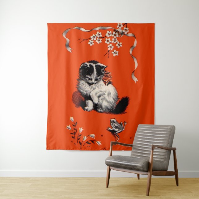 Tapete De Parede gatinho doce e sapo (In Situ)