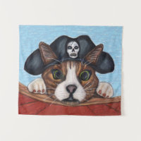 Gato Bonito Assustado no Barco de Chapéu Pirata Ne