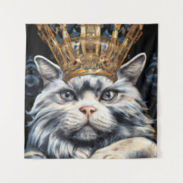 Tapete De Parede Gato Cinza em uma Coroa