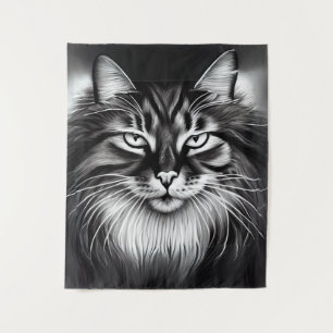 Tapete De Parede Gato da Floresta Norueguesa em Preto e Branco