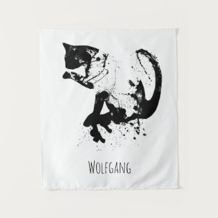 Tapete De Parede Gato de Aquarela, Gato Preto, Mínimo, Preto e Bra