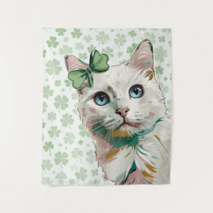 Tapete De Parede Gato de Shamrock com olhos azuis