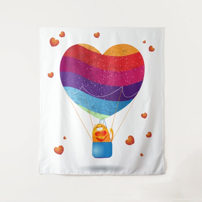 Tapete De Parede Gato e Balão de Amor  (Frente)