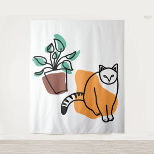 Tapete De Parede Gato e planta