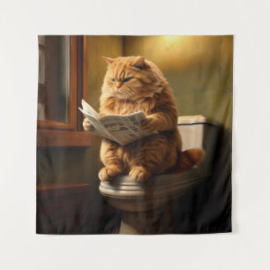 Tapete De Parede Gato Engraçado no Banheiro Quirky Bathroom Humor