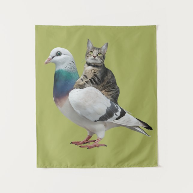 Tapete De Parede Gato entre os pombos (Frente)