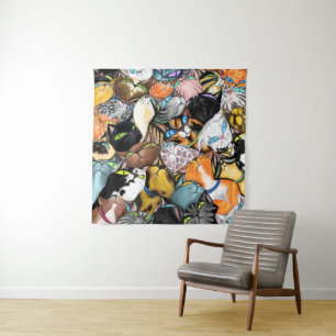 Tapete De Parede Gato House - Gatos Coloridos De Cudling Abraços -