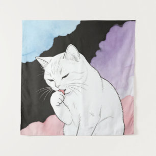 Tapete De Parede Gato Limpando sua Pata