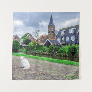 Tapete De Parede Gato na vila tradicional de pesca