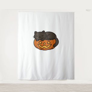Tapete De Parede Gato Negra Branca com Sono em uma Essen de Hallowe