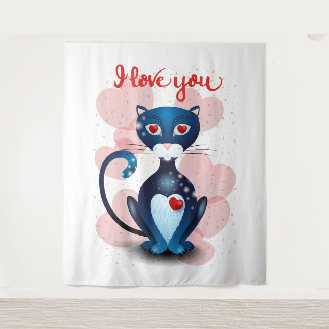 Tapete De Parede Gato negro apaixonado (Frente)