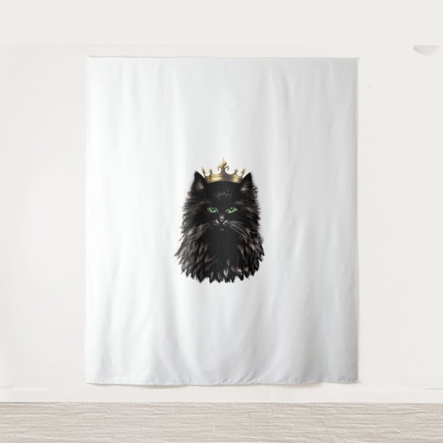 Tapete De Parede Gato Negro com Arte Digital Coroa (Frente)