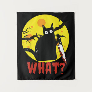 Tapete De Parede Gato Negro com Faca Sangrenta dizendo o que...