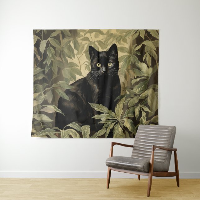 Tapete De Parede Gato Negro na Floresta Lush (In Situ (Horizontal))