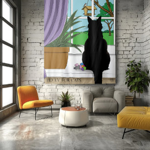 Tapete De Parede Gato Negro Olhando Para A Janela