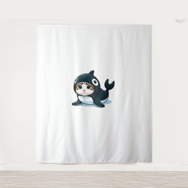 Tapete De Parede Gato no Figurino de Orca (Frente)