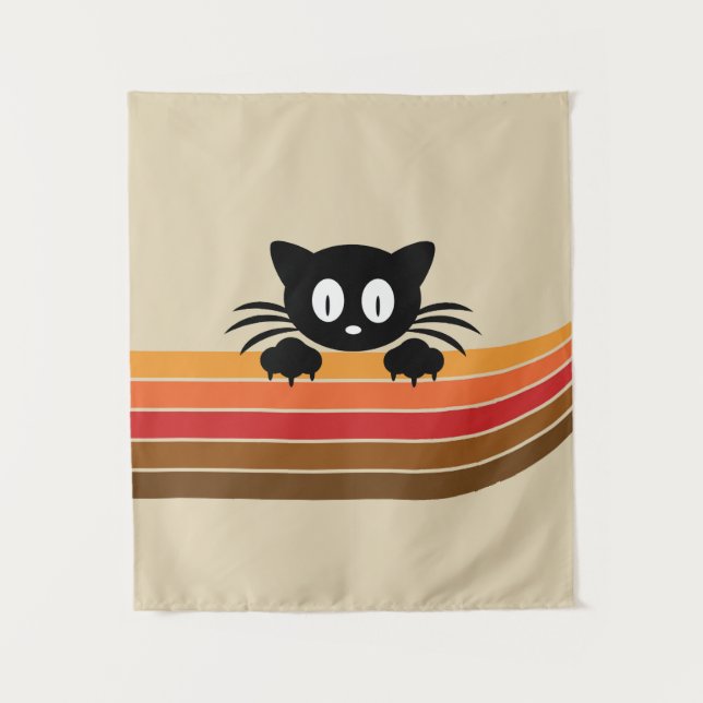 Tapete De Parede Gato preto bonito com tiras retrorreflectoras (Frente)