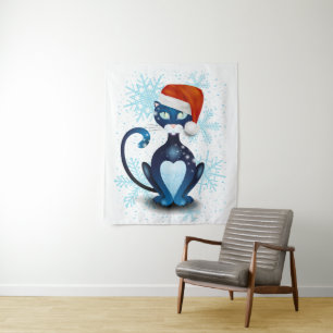Tapete De Parede Gato Preto com Cabra Papai noel