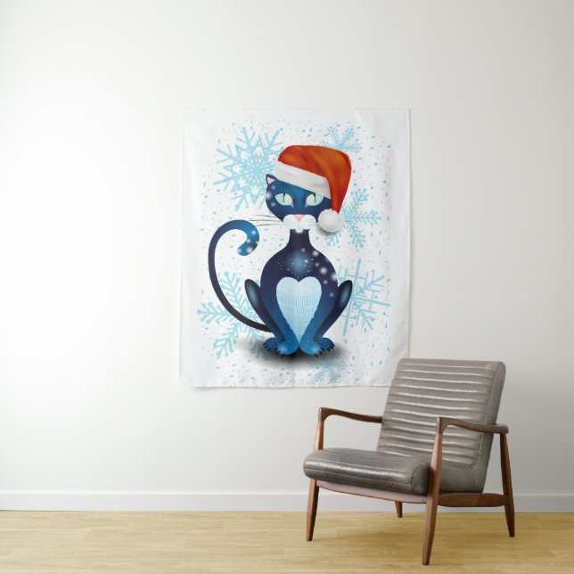Tapete De Parede Gato Preto com Cabra Papai noel (In Situ)