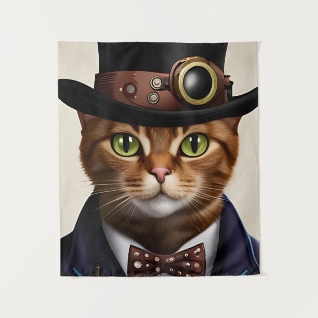 Tapete De Parede Gato Steampunk (Frente)