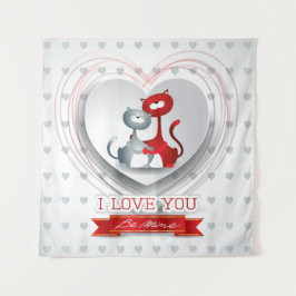 Tapete De Parede Gatos Apaixonados com Coração