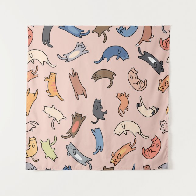 Tapete De Parede Gatos de rabisco sem costura, ilustração (Frente)