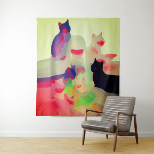 Tapete De Parede Gatos Místicos & Espíritos – Arte Abstrato e Vibra