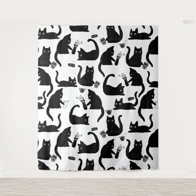 Tapete De Parede Gatos Ruins A Trancar Coisas (Frente)