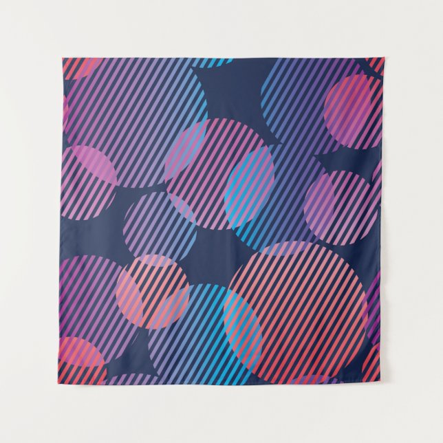 Tapete De Parede Geometria Tropical: Design violeta e rosa noturno (Frente)