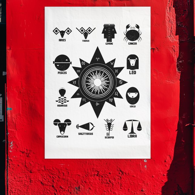 Tapete De Parede Geometric Indian Zodiac - 12 Vedic Signs  (Mystic Art for Modern Spaces.)