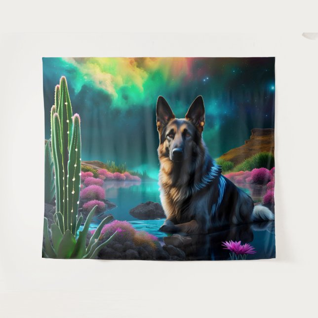 Tapete De Parede German shepherd em um mundo Alienígena (Frente (Horizontal))