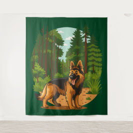 Tapete De Parede German Shepherd Forest Adventure Dog