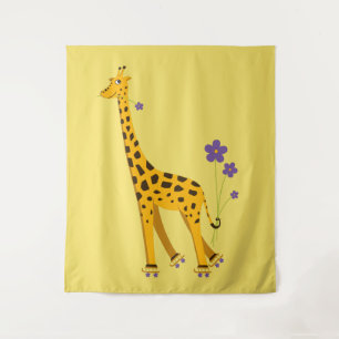 Tapete De Parede Girafa de patinagem engraçado bonito dos desenhos
